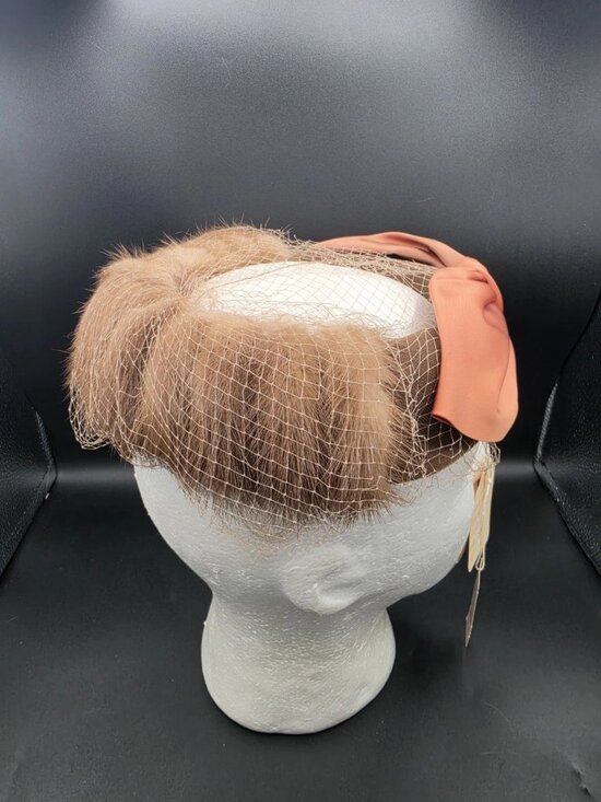 Vintage Women’s Cocktail Evening Hat Velvet Bow Fur Mid Century Mink USA main image 8
